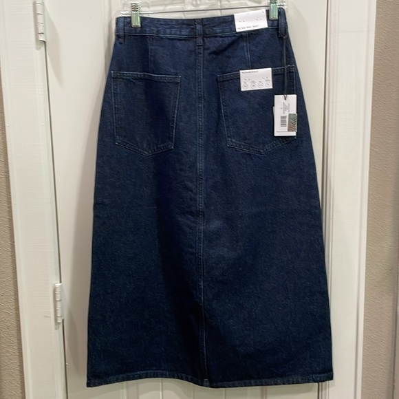 HOT DEAL NWT Denim Midi Pencil Skirt with Front Slit Sz L very slim fit - Picture 8 of 8